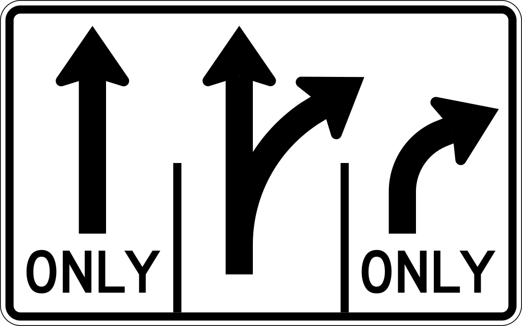 R3-8a Intersection Lane Control (3 Lane)