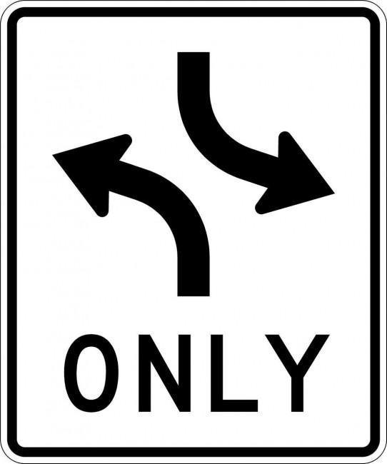R3-9a Two Way Left turn Only
