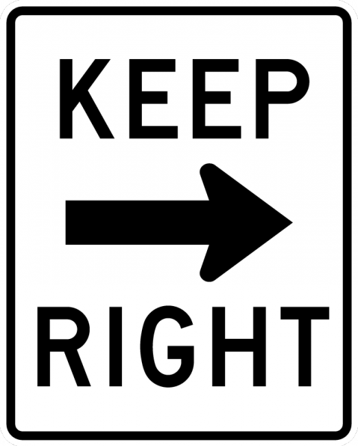 R4-7a Keep Right (Horizontal Arrow)