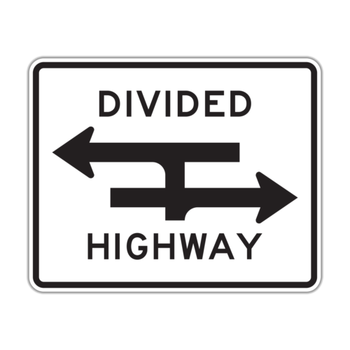 R6-3a Divided Highway Crossing (T Intersection)