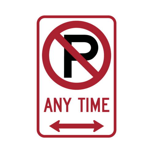 R7-1a No Parking (symbol) Any Time (No Arrow, Double, Left or Right)