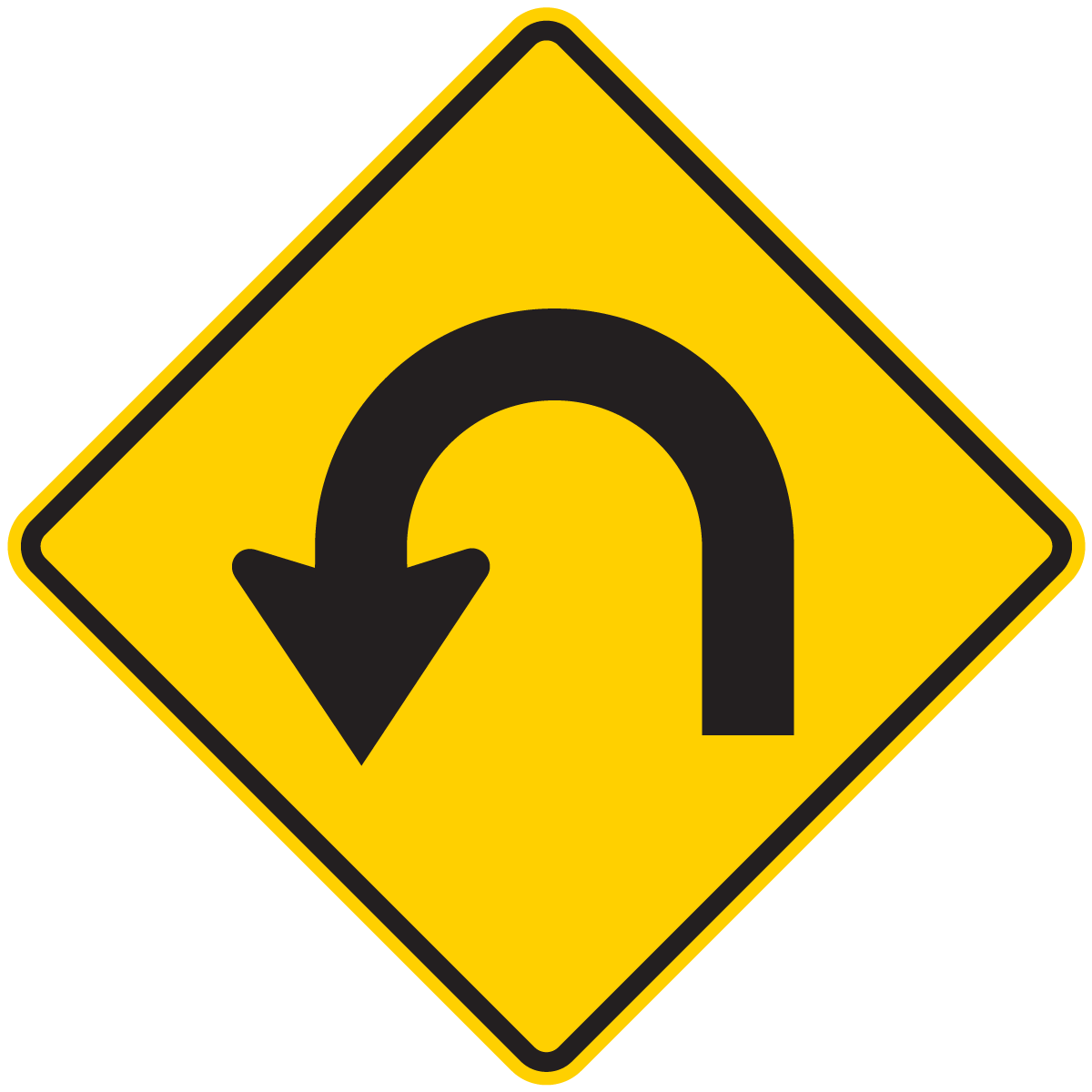 W1-11 	180 Degree Curve (Left or Right)