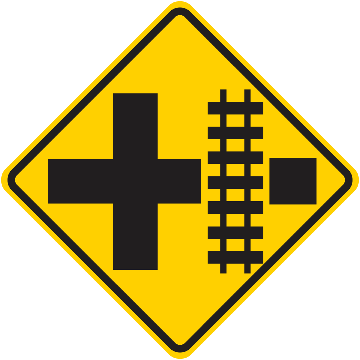 W10-2 	Railroad Crossing (On Crossroad) (Left or Right)