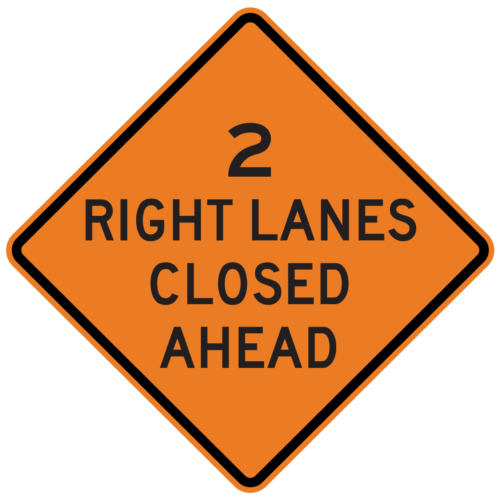 W20-5a 2 Lanes Closed Ahead (Left or Right)