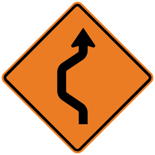 W24-1 Double Reverse Curve (Left or Right)