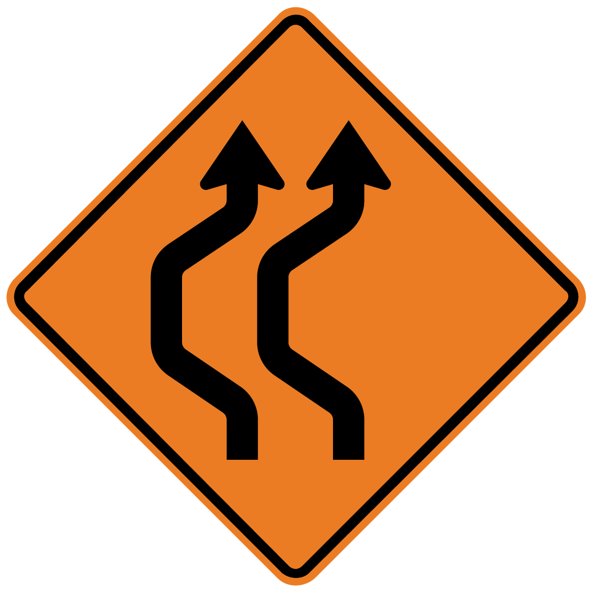 W24-1a Double Reverse Curve (2 lanes) (Left or Right)