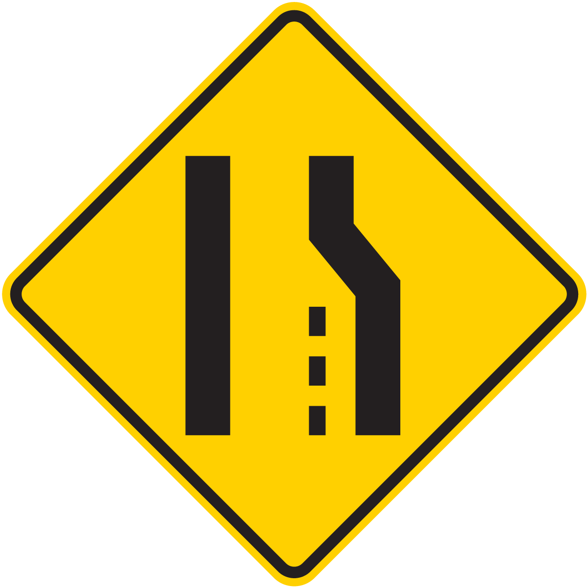 W4-2 Lane Ends (Left or Right)