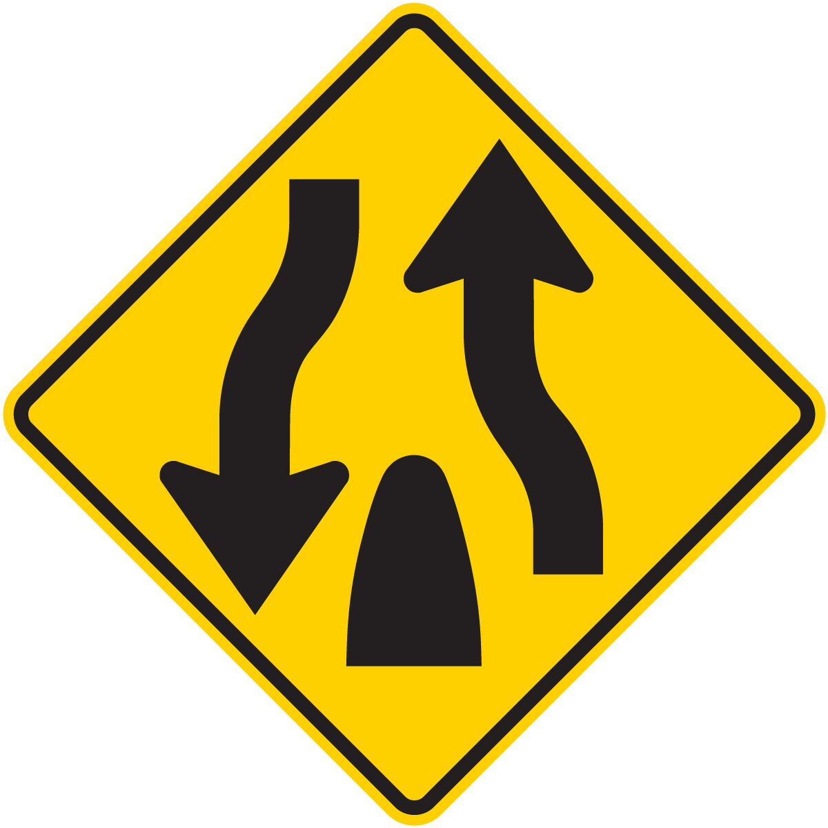 W6-2 Divided Highway Ends