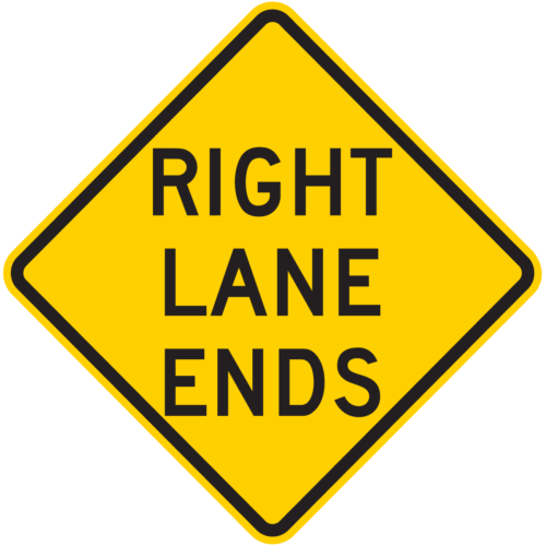 W9-1 Lane Ends (Left or Right)